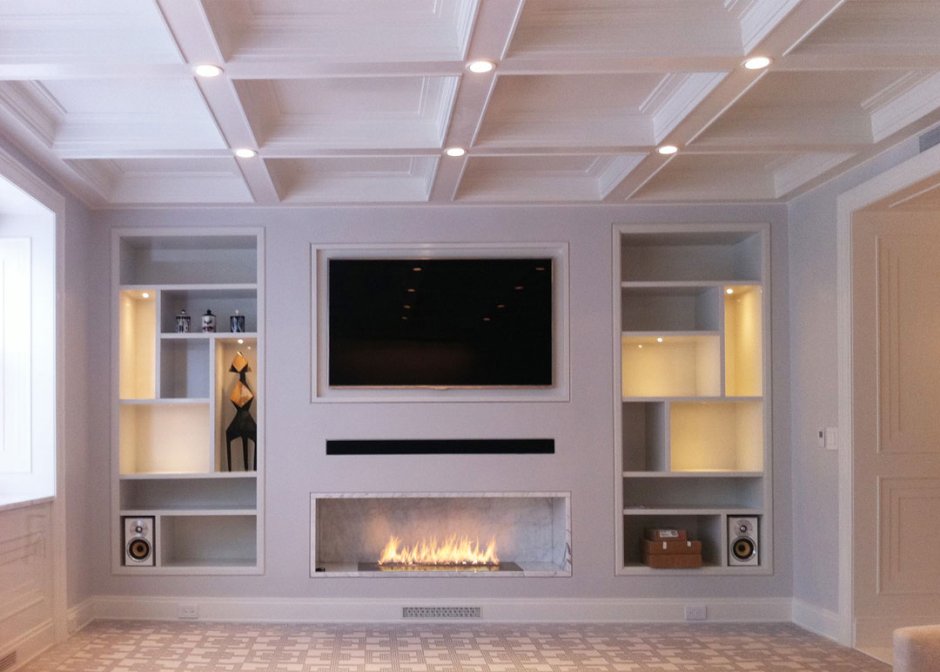 Полка камин из гипсокартона