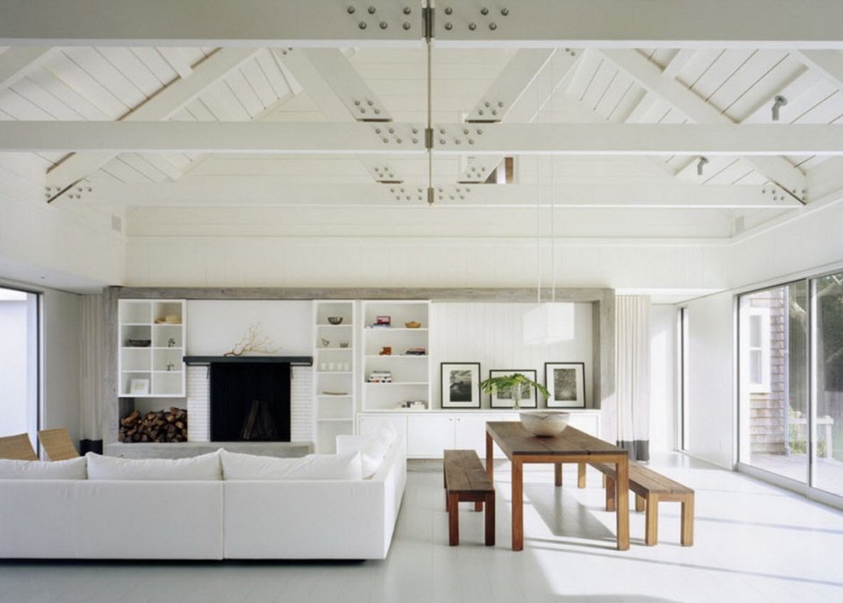 Белые балки в интерьере