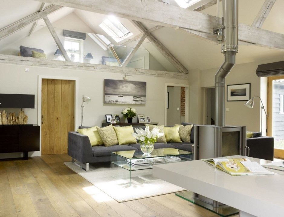 Одноэтажный дом с высокими потолками