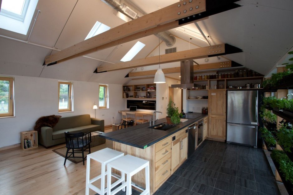 Одноэтажный дом с высокими потолками