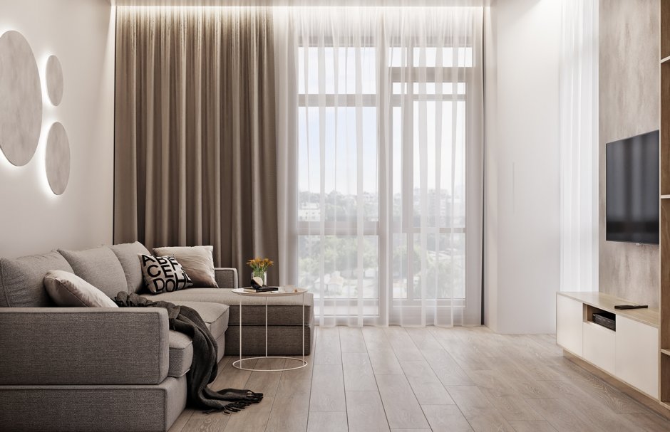 Бежево голубой интерьер