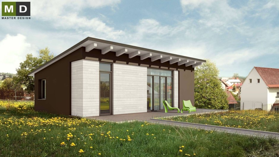 Скандинавский дом 80 кв метров с односкатной крышей