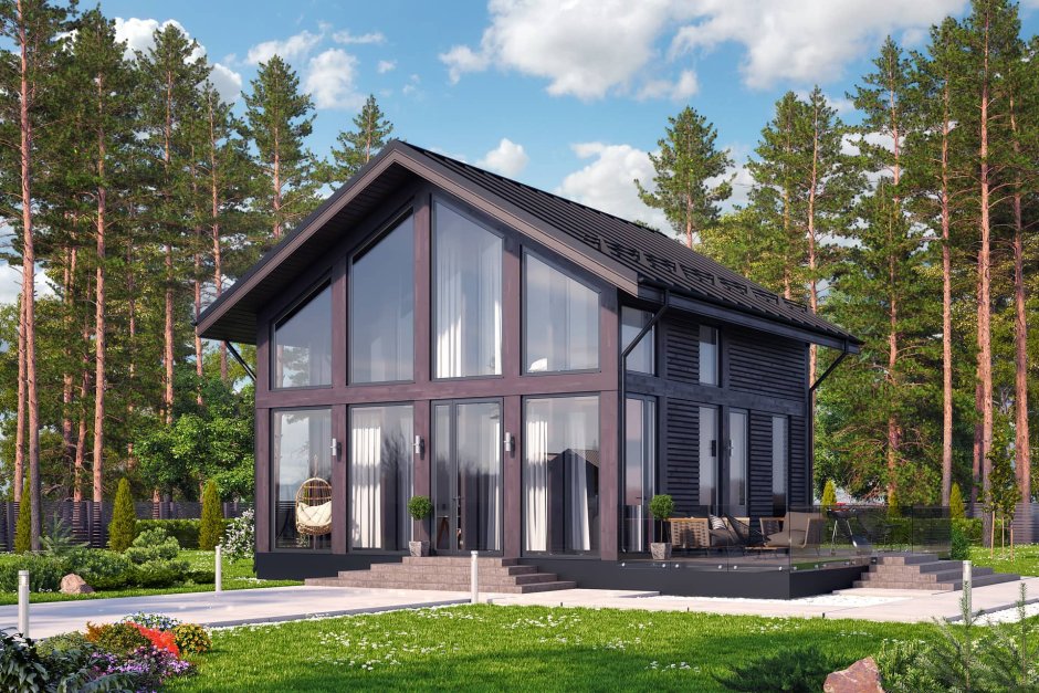 Дом с односкатной крышей Скандинавия