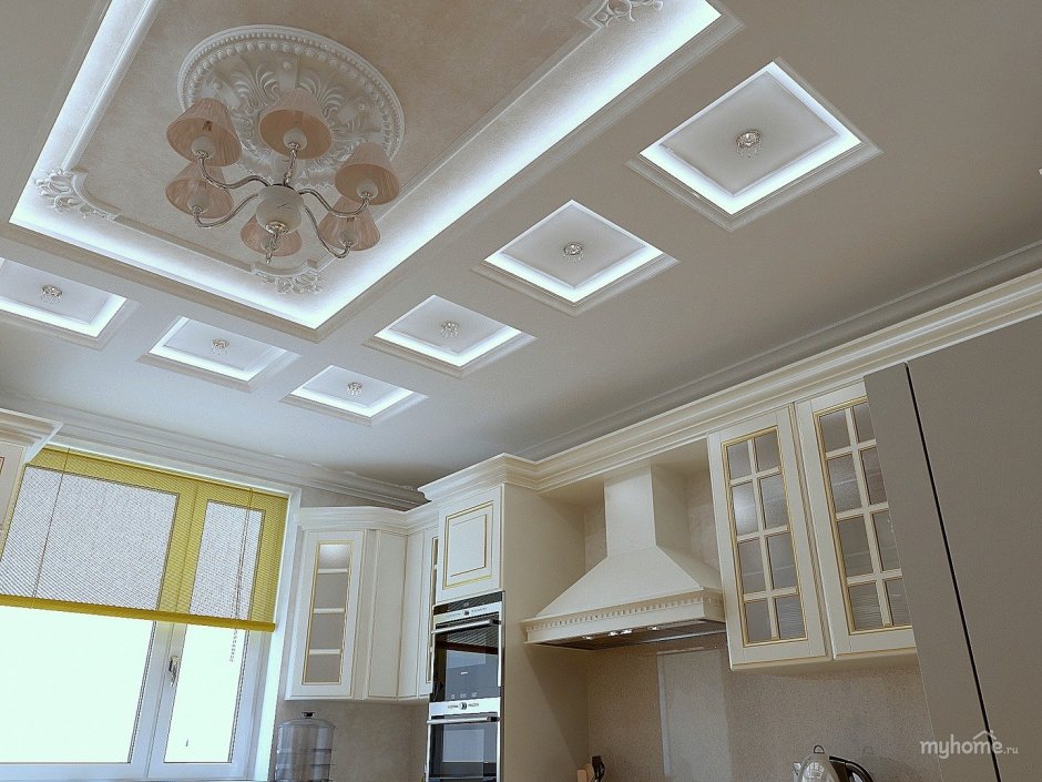 Потолок гипсокартоновые классика