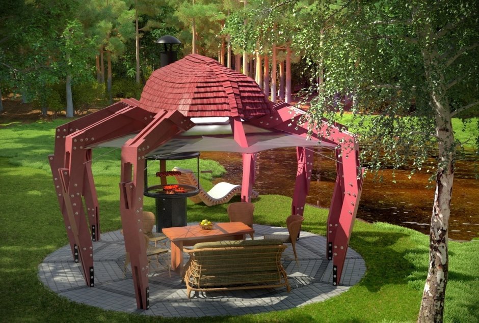 Высота крыши восьмиугольной беседки