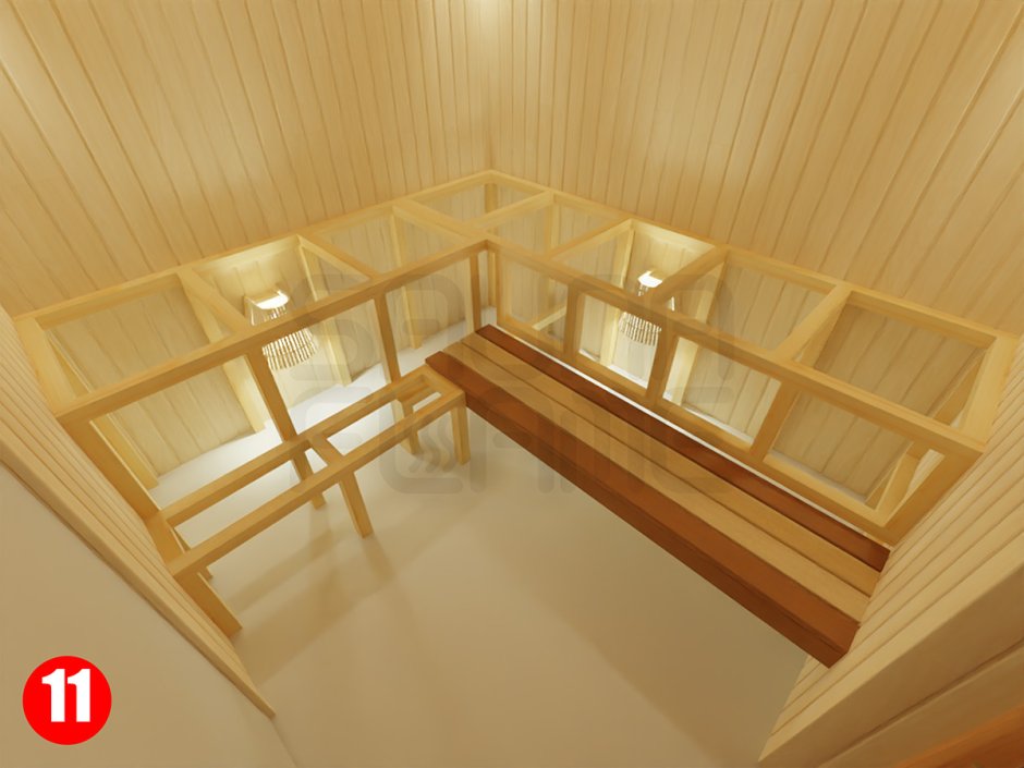 Подвесные полки в сауне