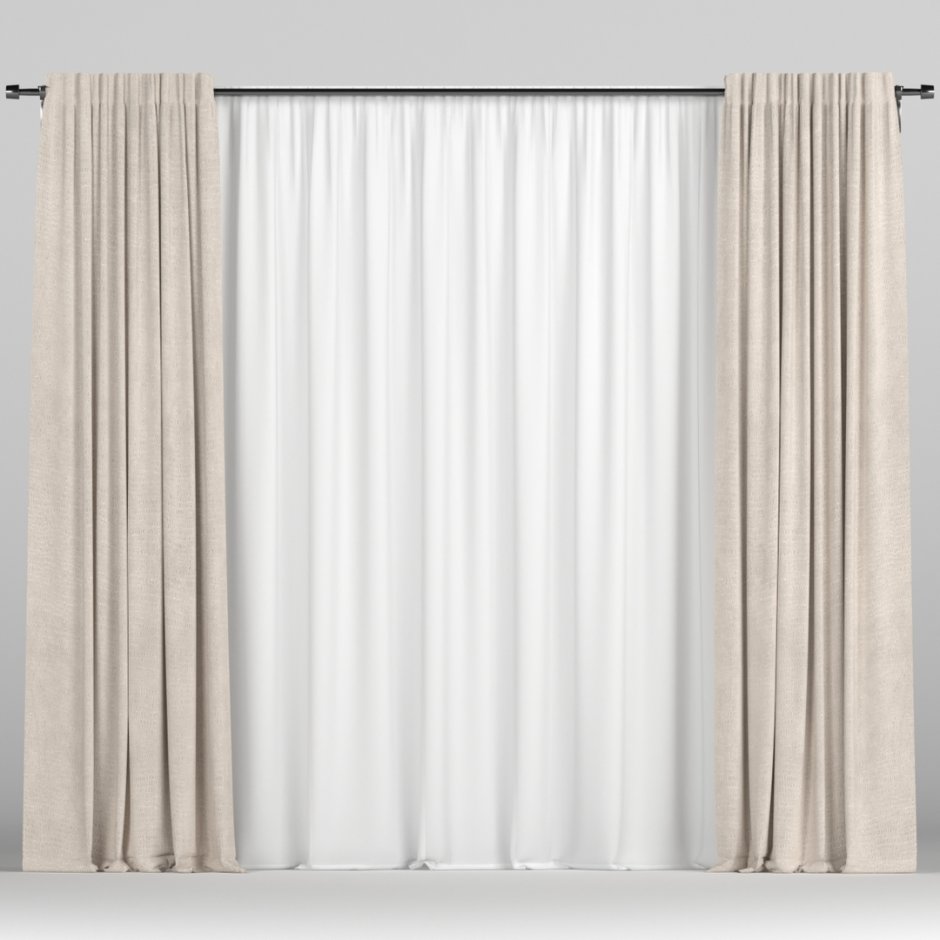 Шторы и тюль прямые бежевые