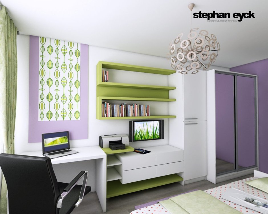 Комната для подростка в зеленых тонах