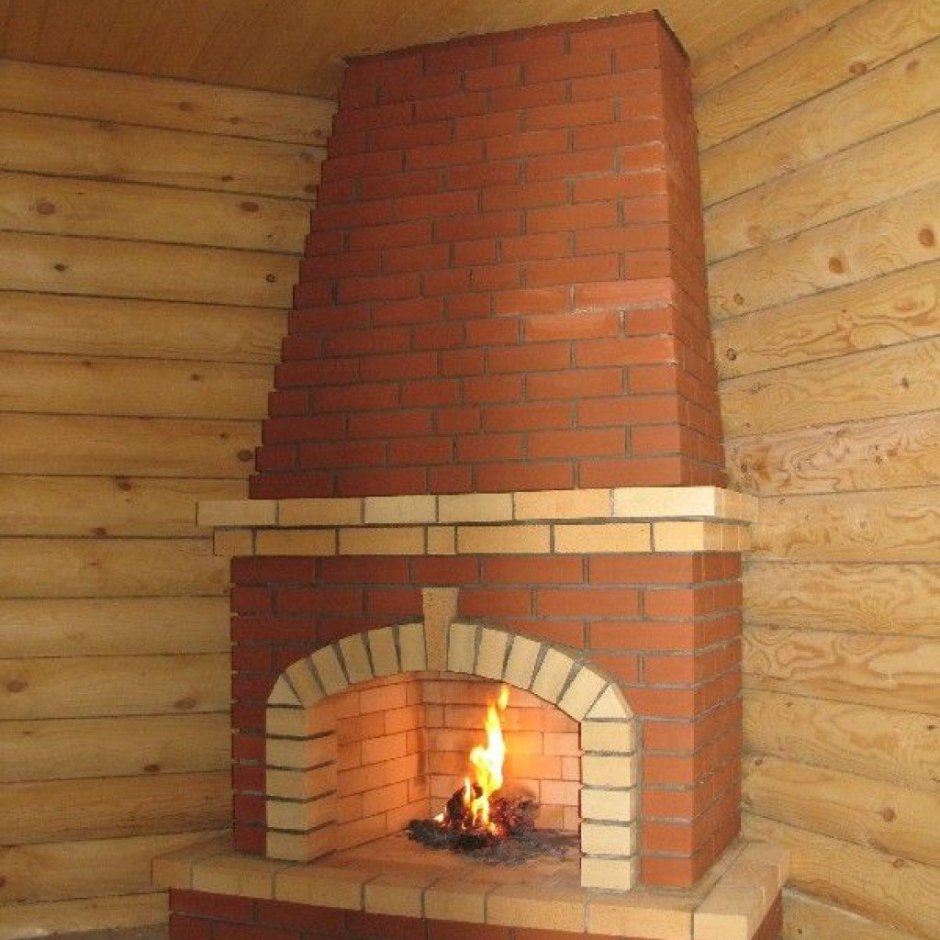 Угловые камина из кирпича