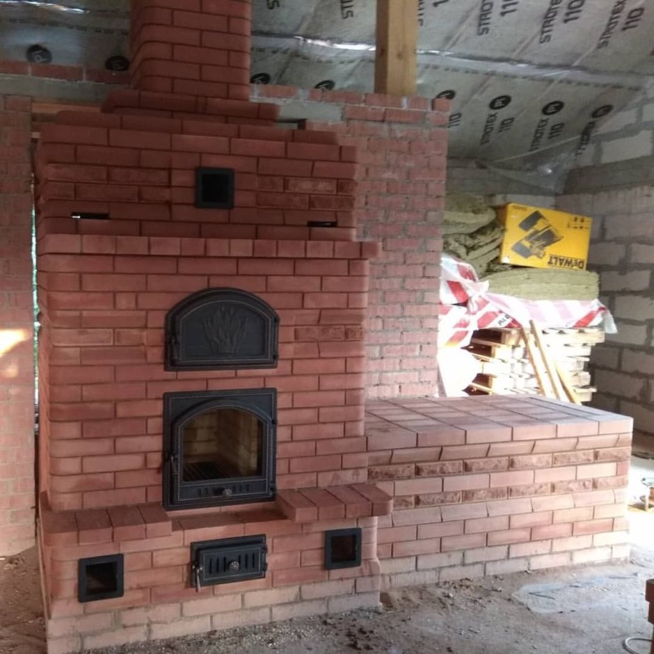 Каминопечь с лежанкой и хлебной камерой