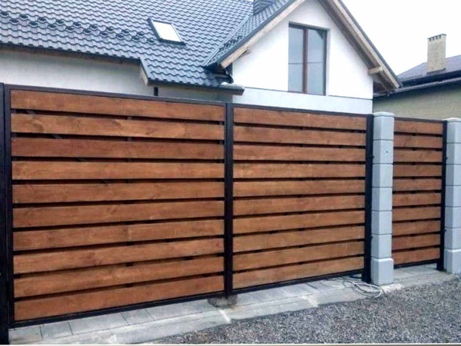 Ворота обшитые деревом