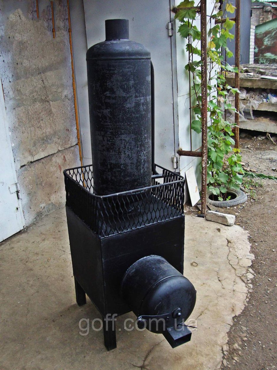 Печь для бани из газового баллона с баком для воды