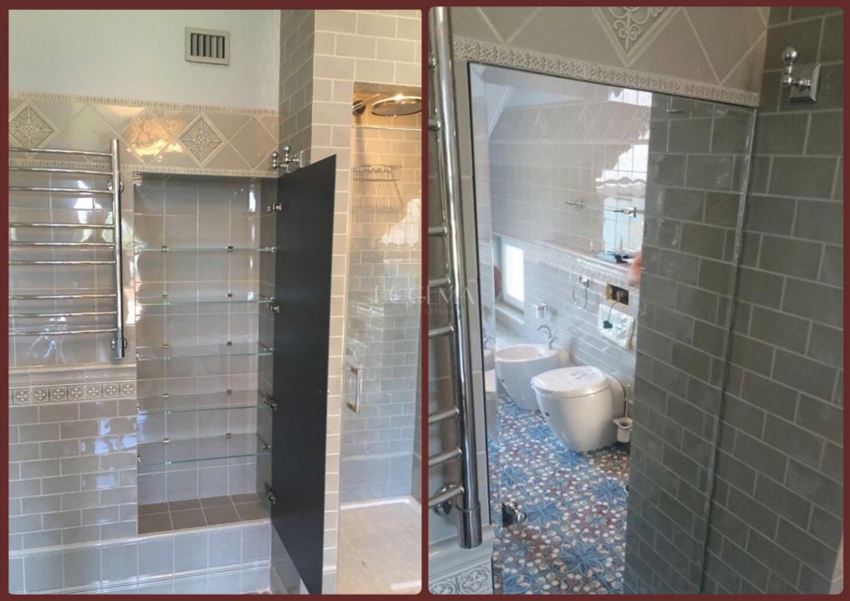 Зеркальная дверца в нишу в ванную