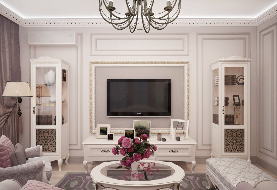 Гостиная классика светлая