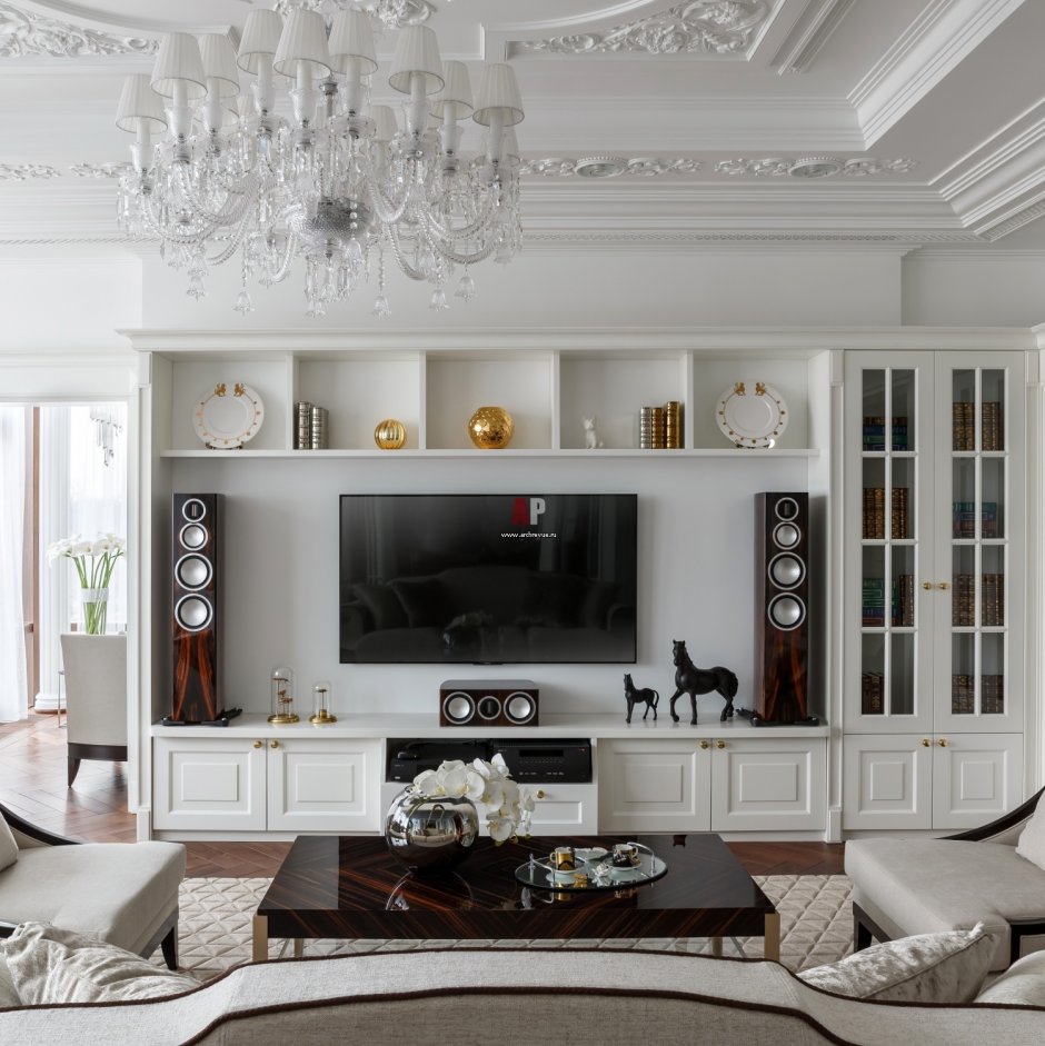 Гостиная белая классика