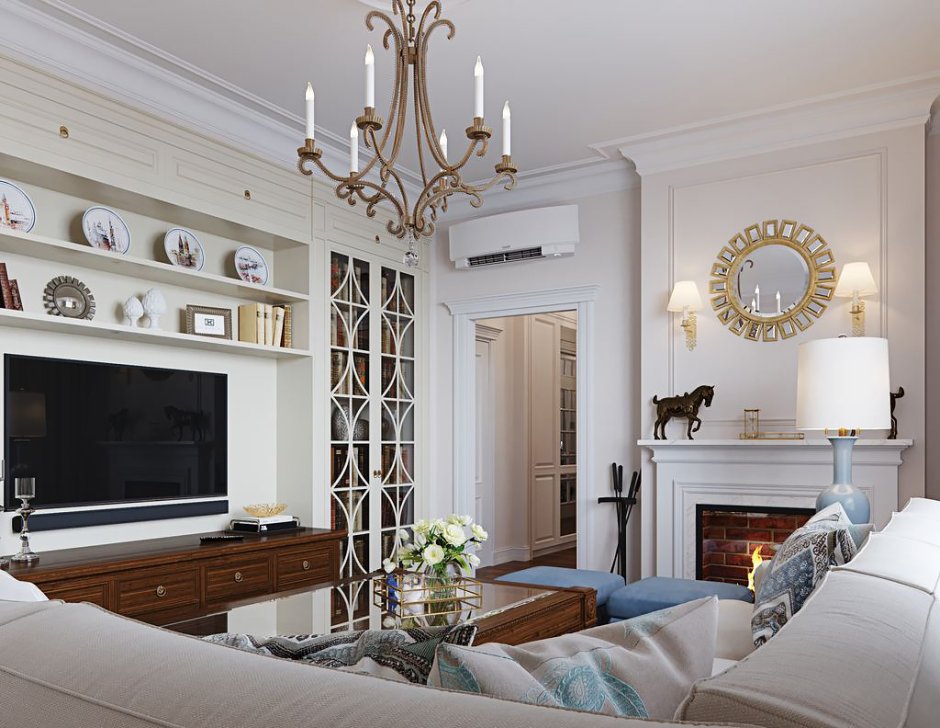 Гостиные в стиле американская классика