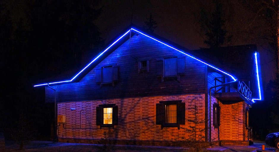 Подсветка фасада светодиодной лентой
