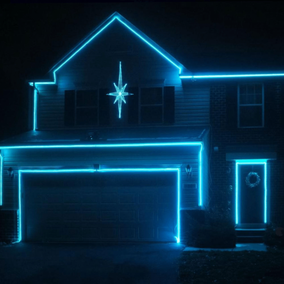 Гибкий неон 220в RGB на здании