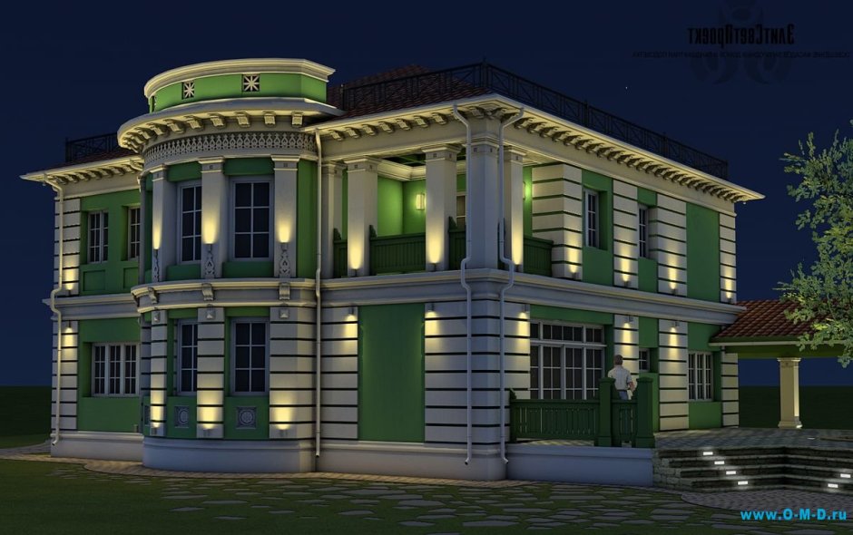 Архитектурная подсветка фасадов коттеджей
