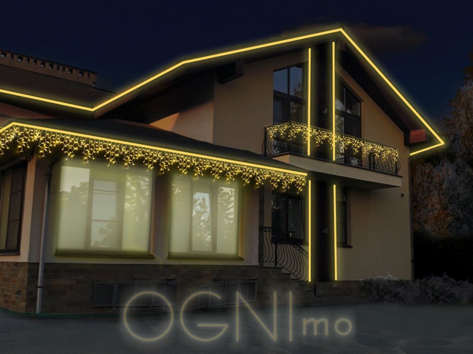 Контурная подсветка фасада