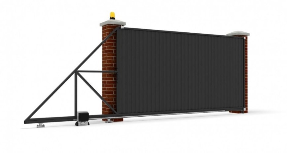 Схема сборки комплектующих для откатных ворот