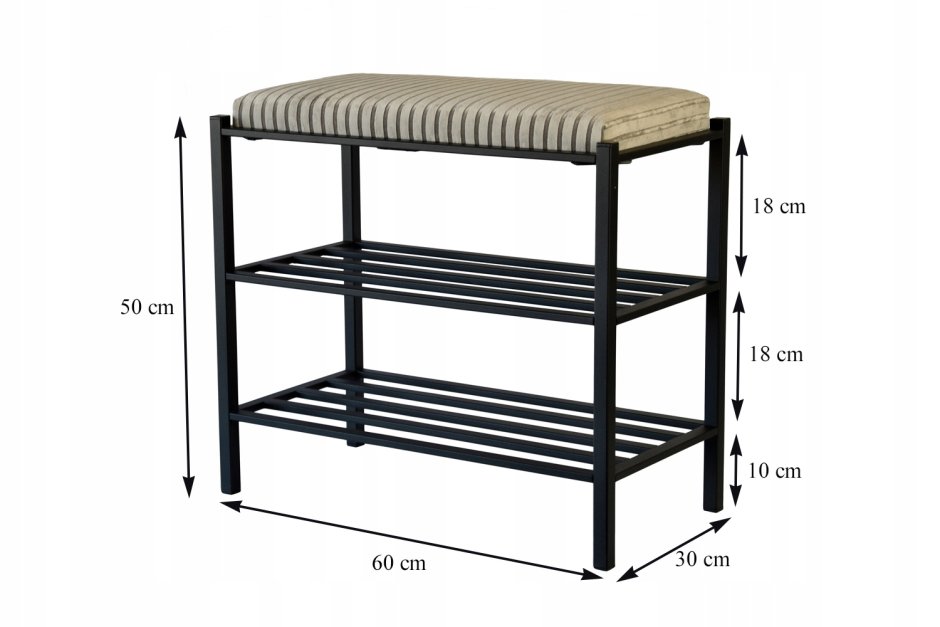Подставка для обуви 3 полки 65см с сиденьем пос62/65/66