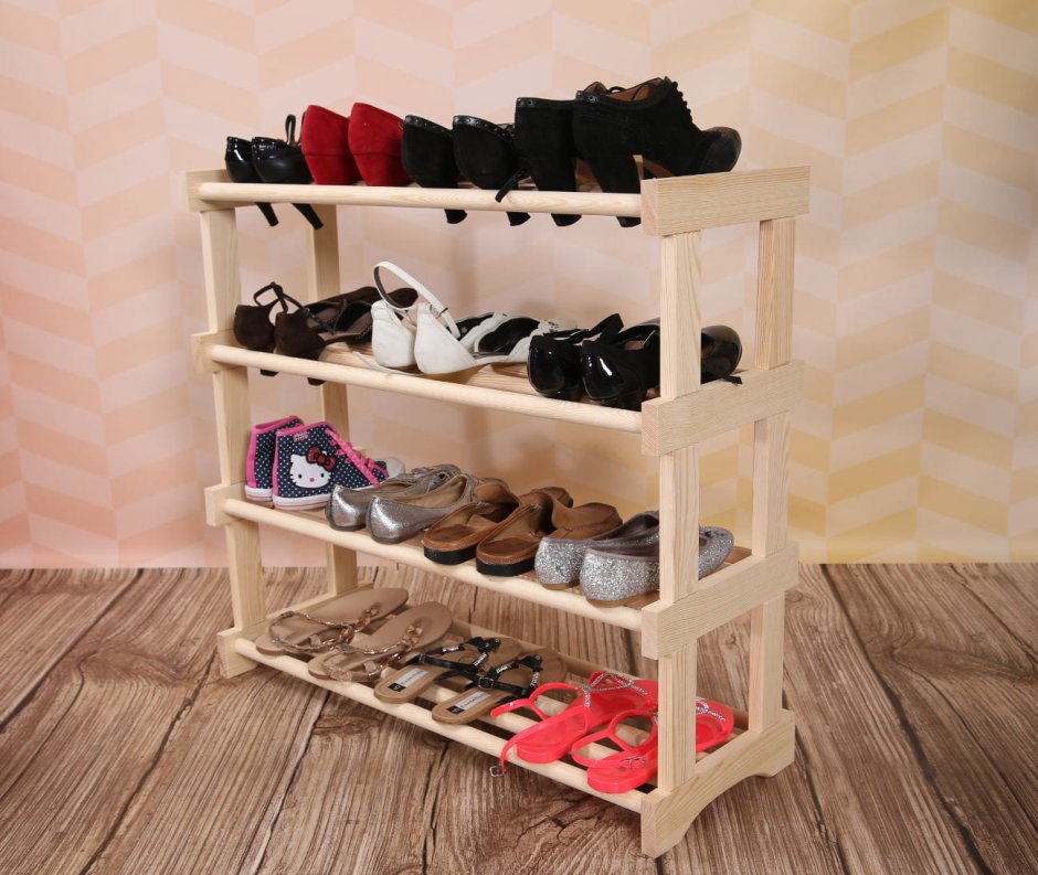 Обувная полка из дерева