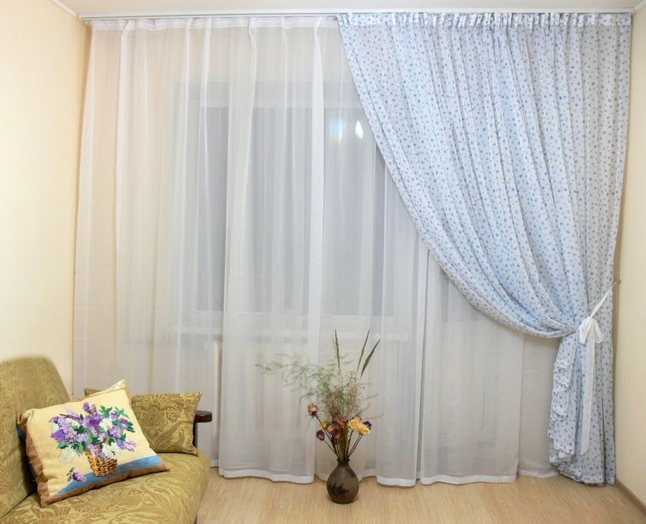 Занавески для кухни длинные тюлевые