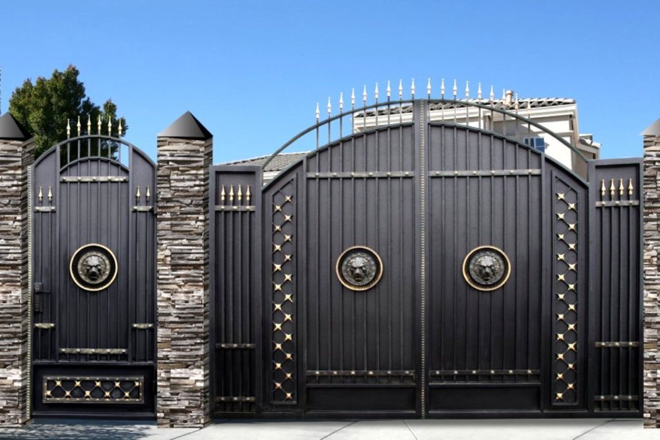 Кованые ворота со львами