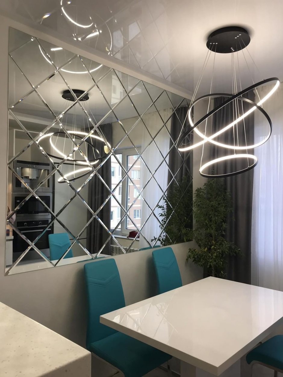 Зеркало на кухне в интерьере