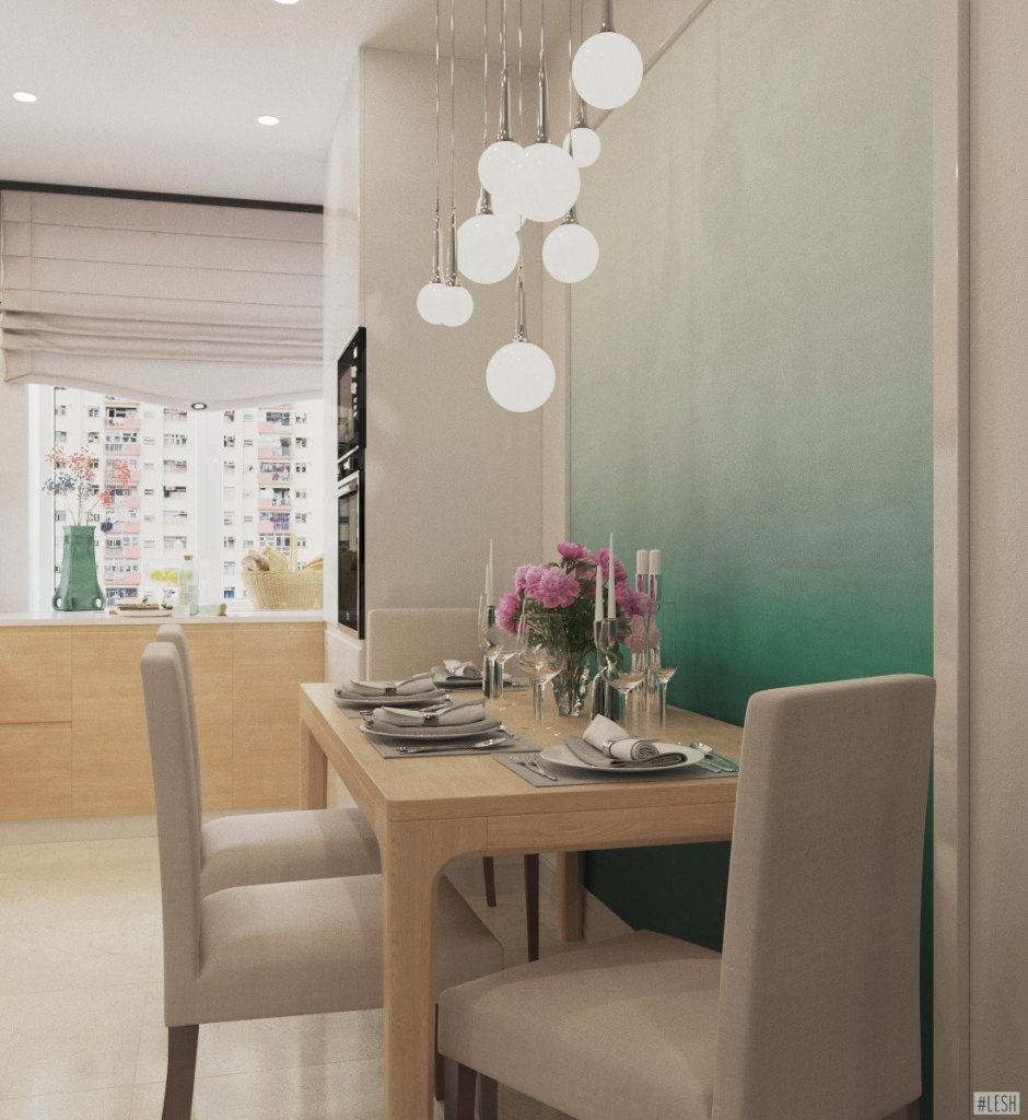 Зеркальное панно в обеденной зоне