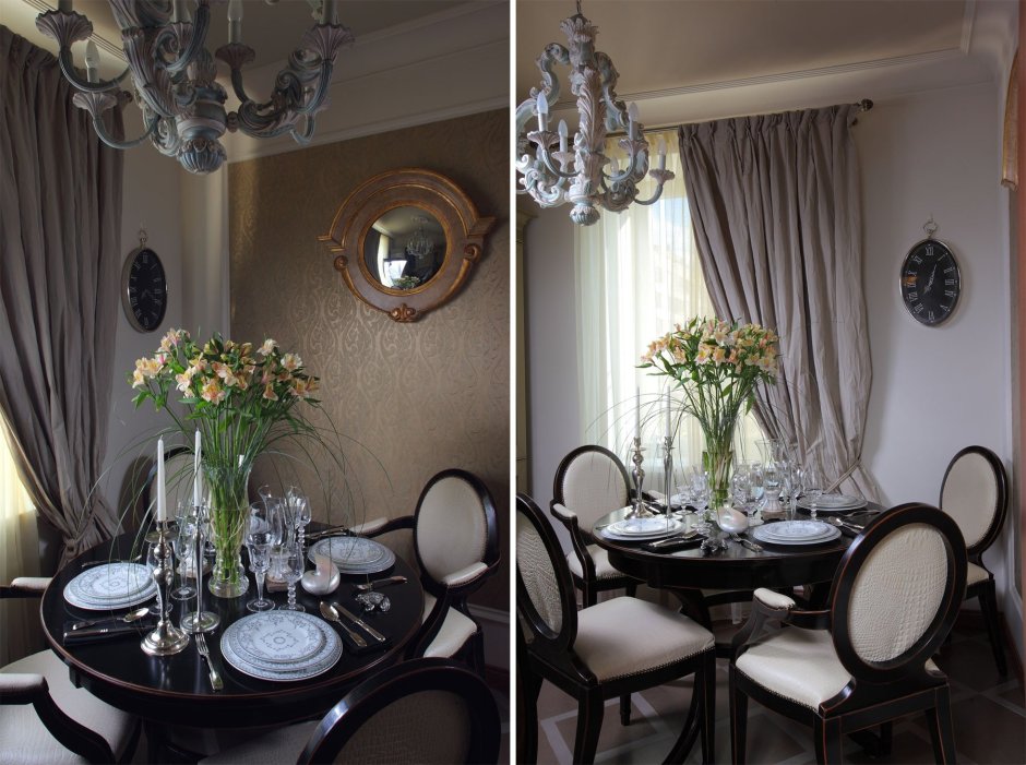 Зеркало на кухне над обеденным столом