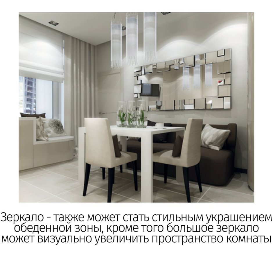 Зеркальная плитка на кухне