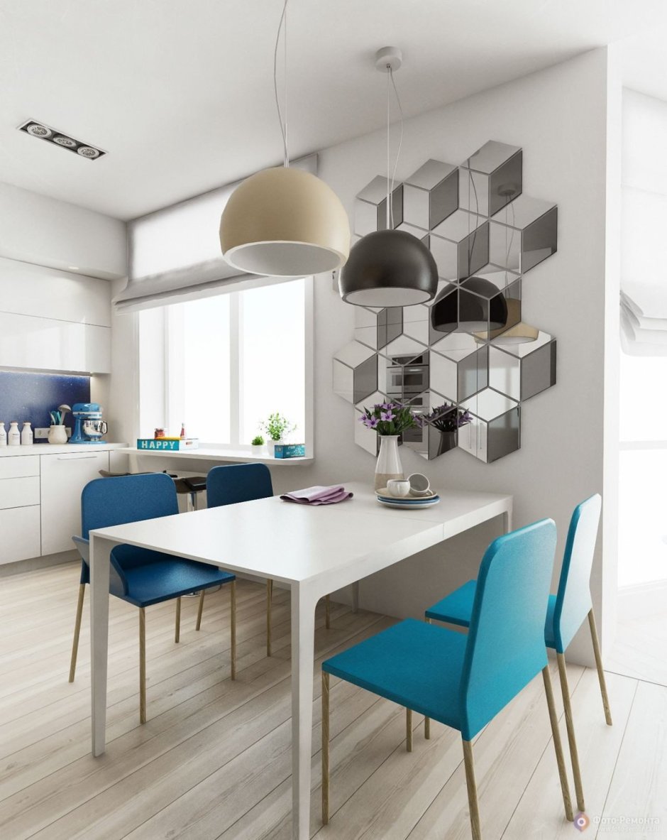 Зеркальное панно на кухне