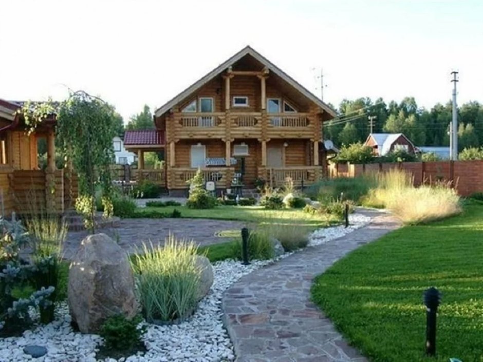 Ландшафт с деревянным домом