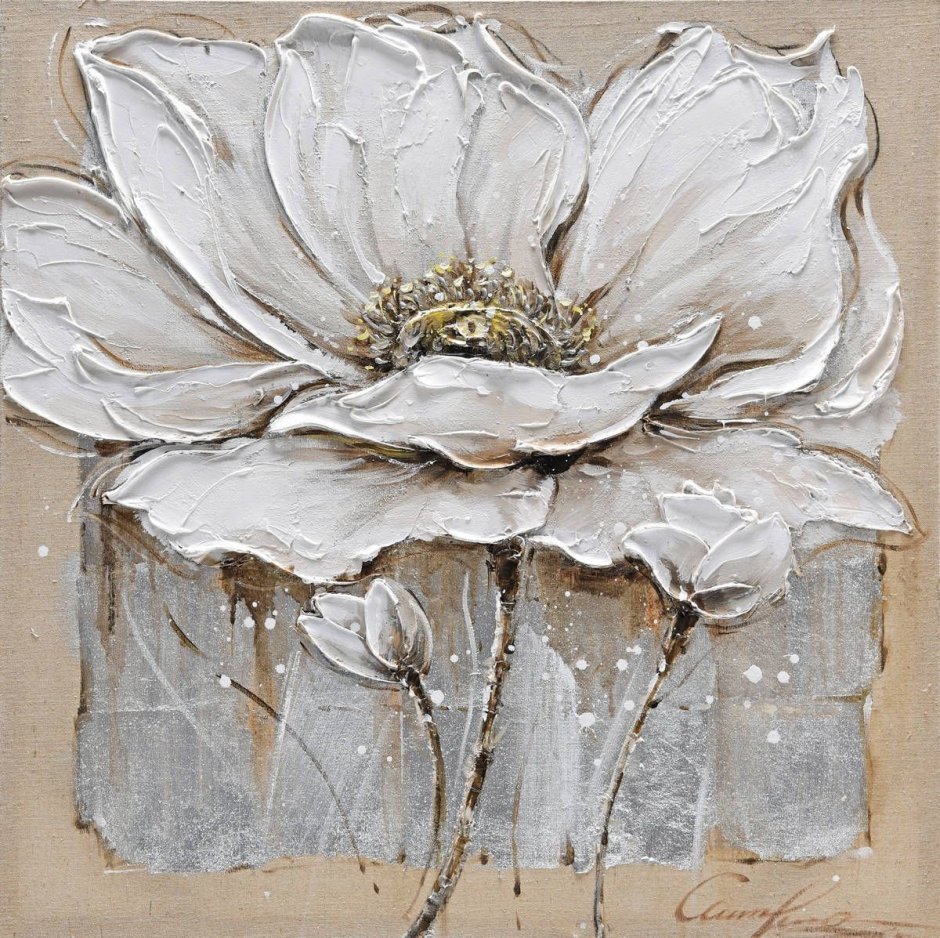 Цветы текстурной пастой