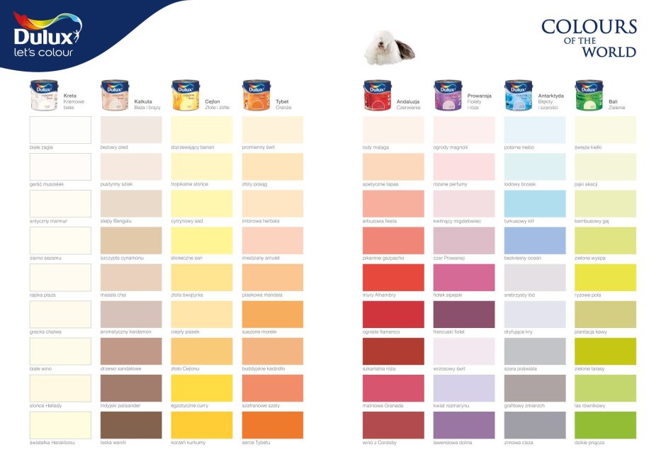 Краска Dulux колеровочная таблица