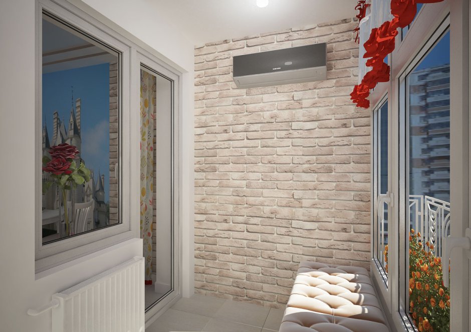 Отделка лоджии декоративным камнем
