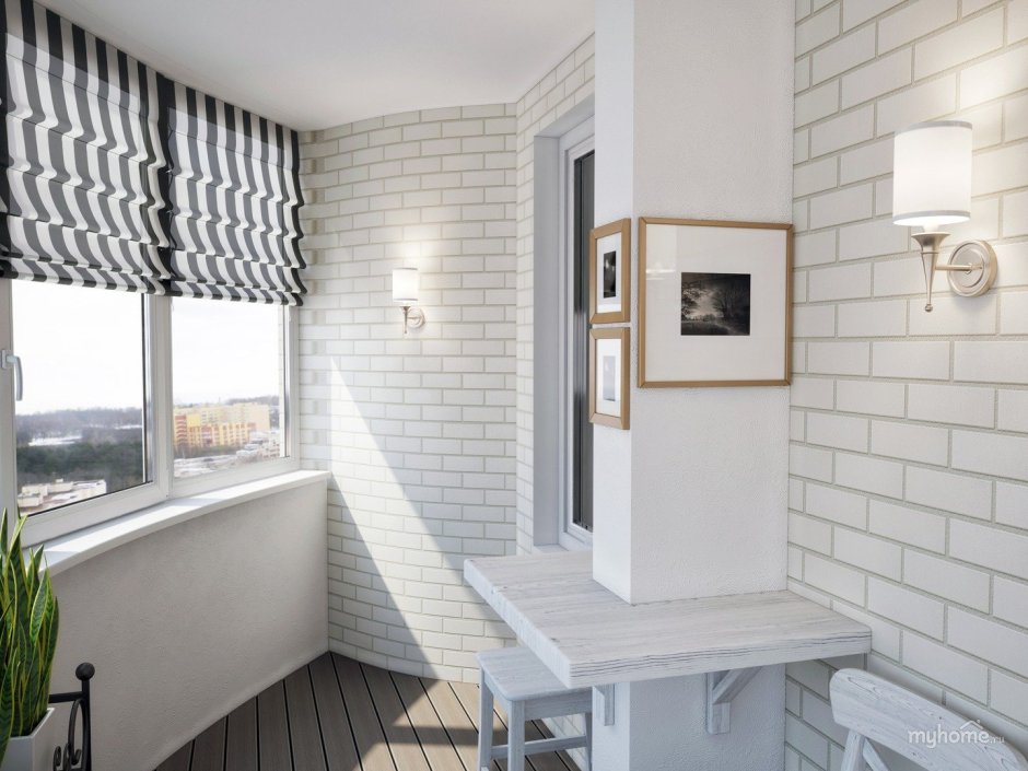 Балкон белый кирпич