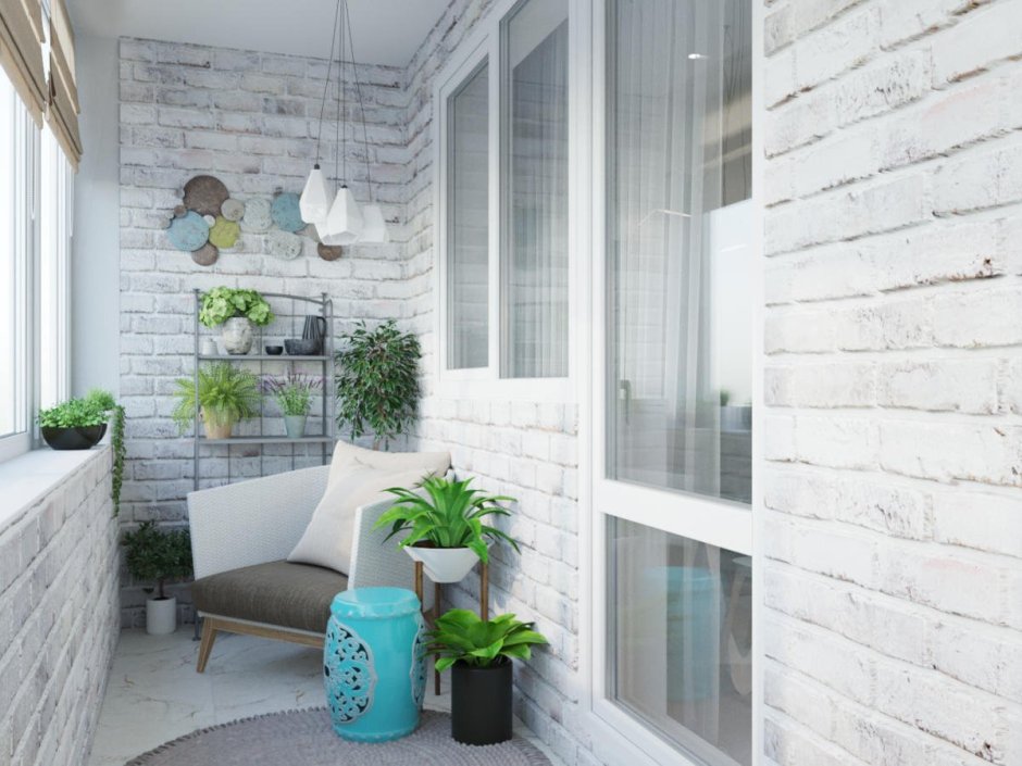 Отделка кирпичного балкона