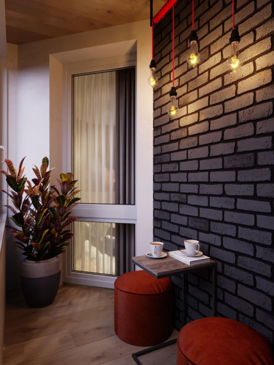 Отделка кирпичного балкона