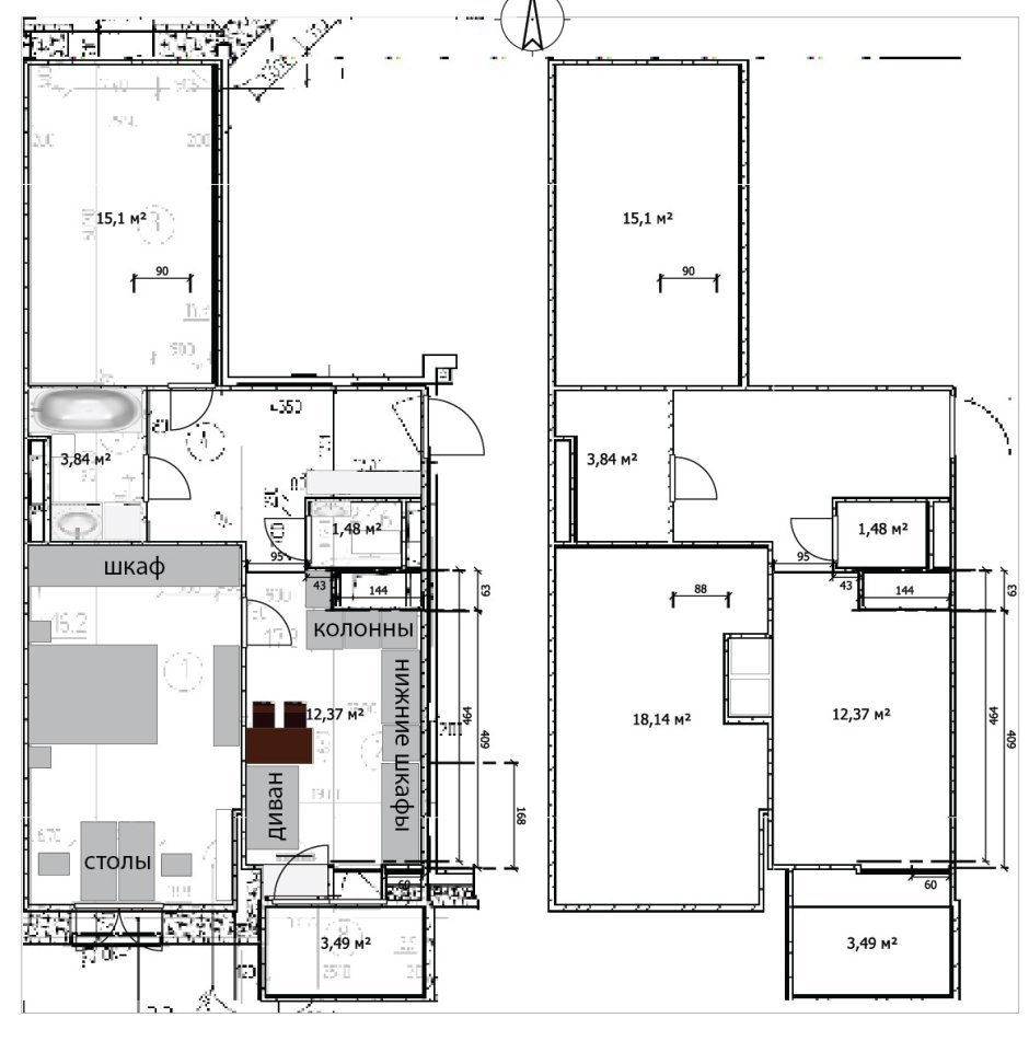 Перепланировка квартиры распашонки из двушки в трешку