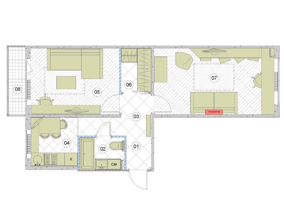 Интерьер двушки распашонки