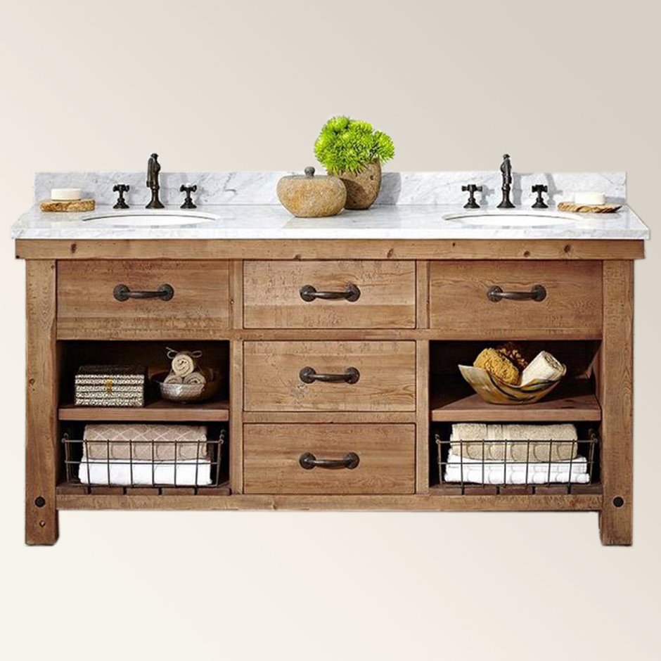 Деревянная тумба под раковину в ванную