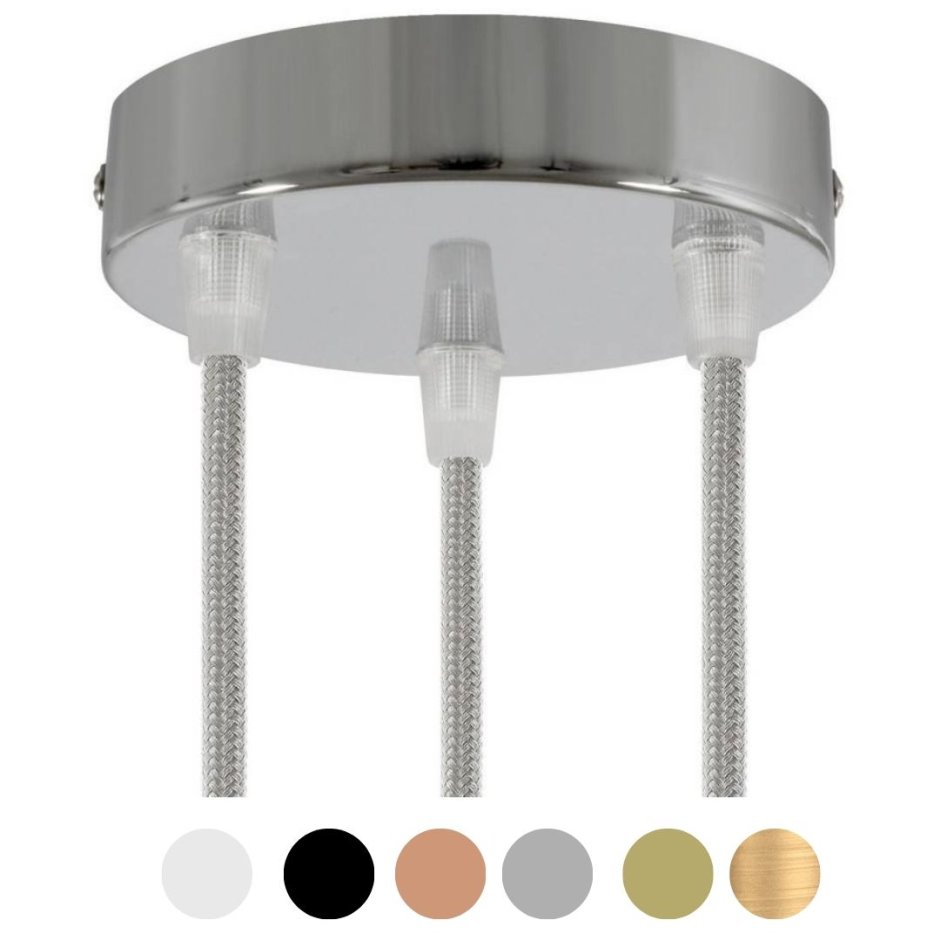 Потолочная база для подвесного светильника 3 подвеса серебро