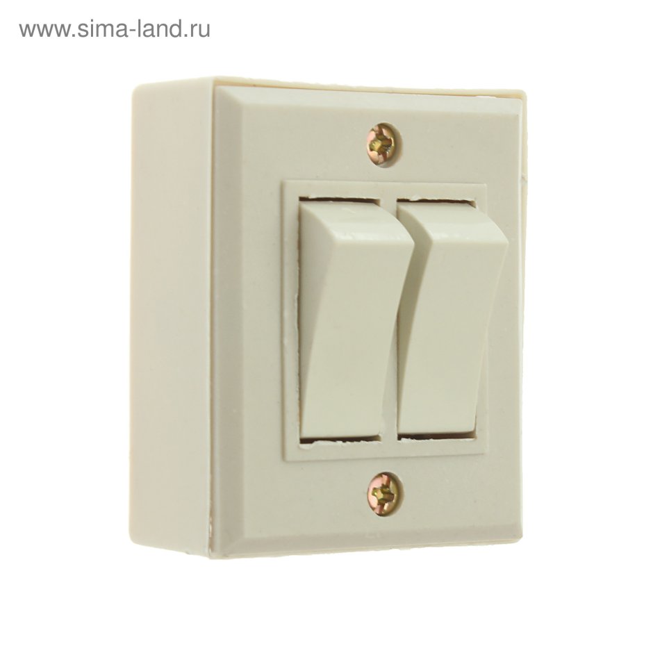 Выключатель клавишный, 10 а, 220 в, 2 клавиши, накладной