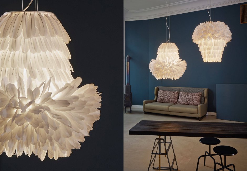 Люстра с перьями в интерьере