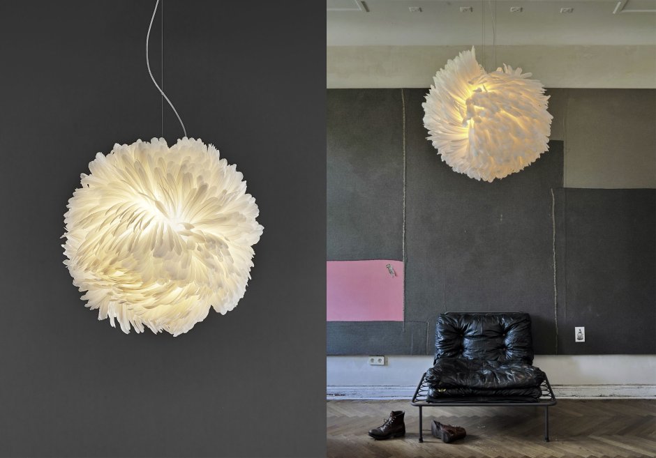 Люстра с перьями в интерьере