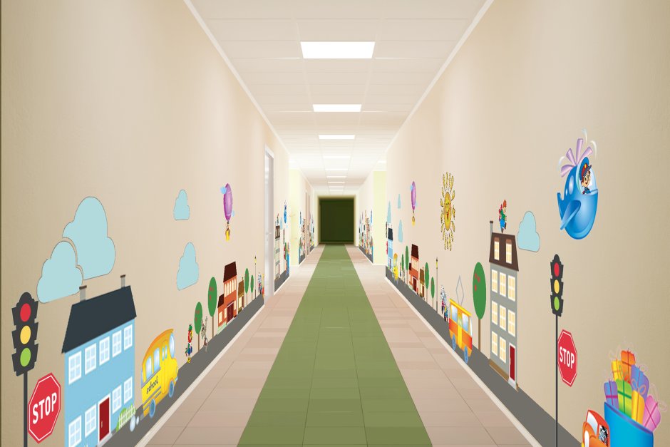 Стены холла в детском саду