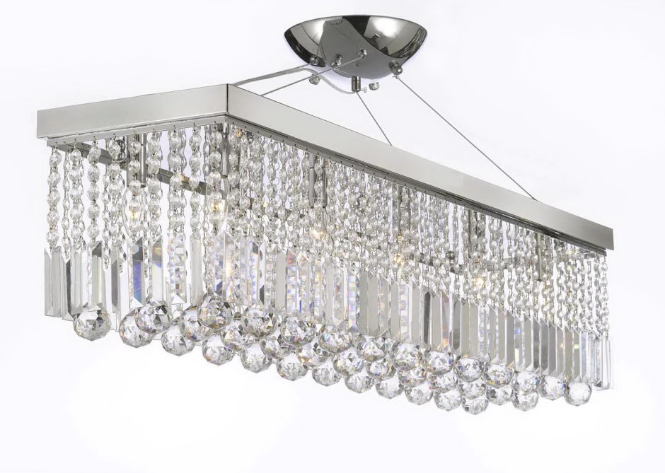 Прямоугольная люстра с кристаллами
